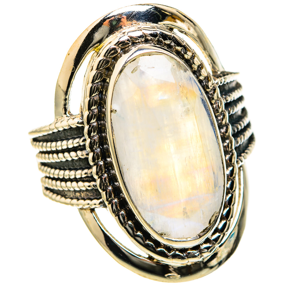Rainbow Moonstone Rings handcrafted by Ana Silver Co - RING127482 - Photo 2