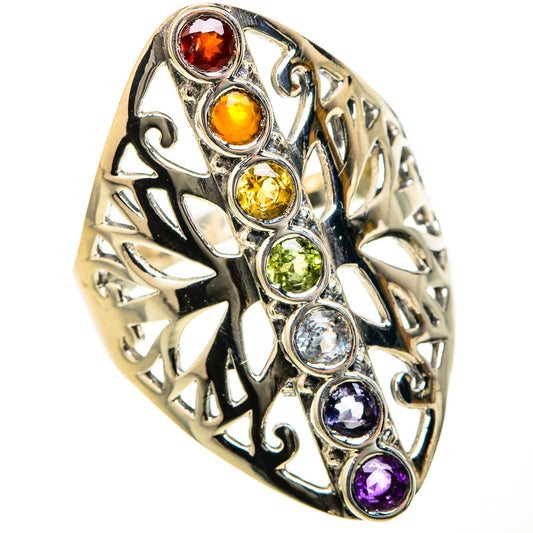 Multi-Stone Rainbow Chakra Rings handcrafted by Ana Silver Co - RING127483 - Photo 2