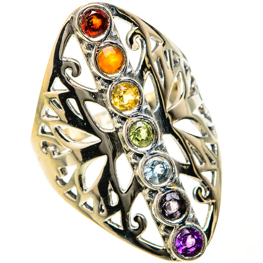 Multi-Stone Rainbow Chakra Rings handcrafted by Ana Silver Co - RING127498 - Photo 2