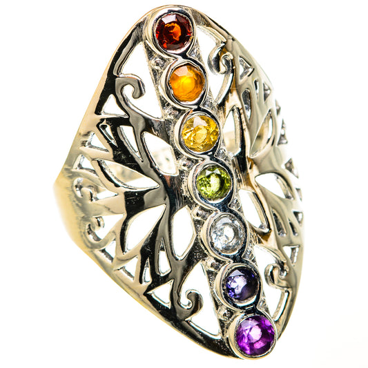 Multi-Stone Rainbow Chakra Rings handcrafted by Ana Silver Co - RING127512 - Photo 2