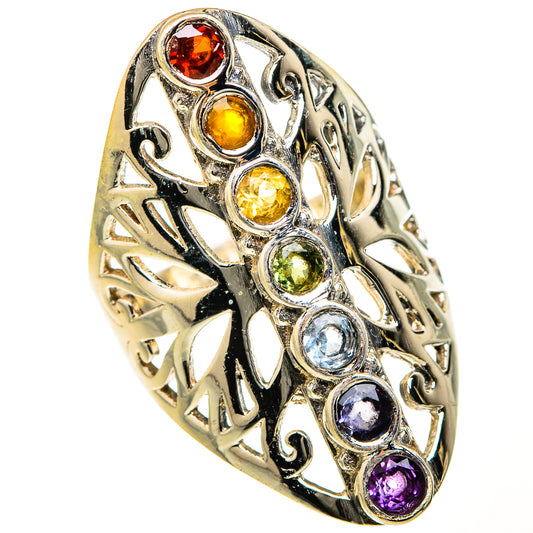 Multi-Stone Rainbow Chakra Rings handcrafted by Ana Silver Co - RING127527 - Photo 2