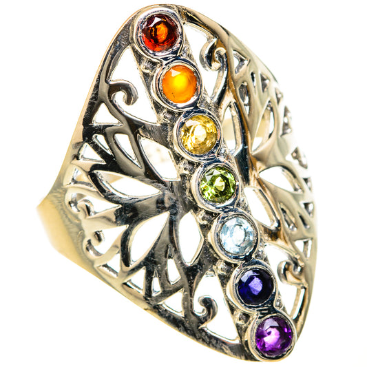 Multi-Stone Rainbow Chakra Rings handcrafted by Ana Silver Co - RING127541 - Photo 2