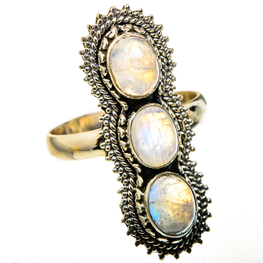 Rainbow Moonstone Rings handcrafted by Ana Silver Co - RING127585 - Photo 2
