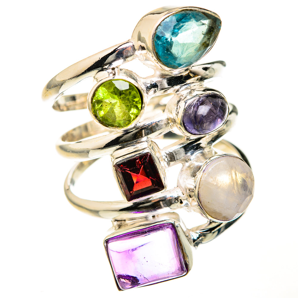Rainbow Moonstone Rings handcrafted by Ana Silver Co - RING127589 - Photo 2