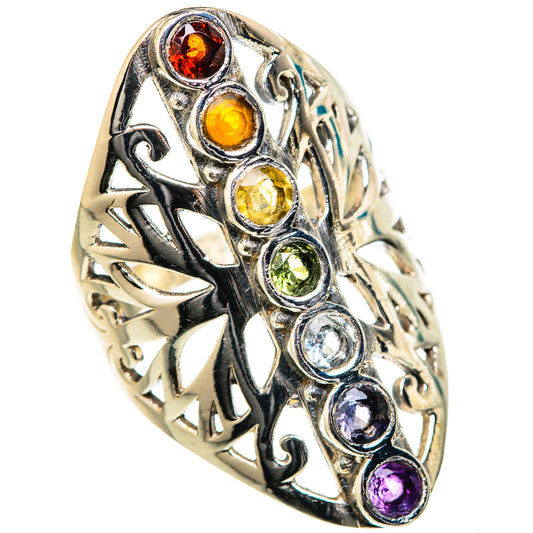 Multi-Stone Rainbow Chakra Rings handcrafted by Ana Silver Co - RING127620 - Photo 2