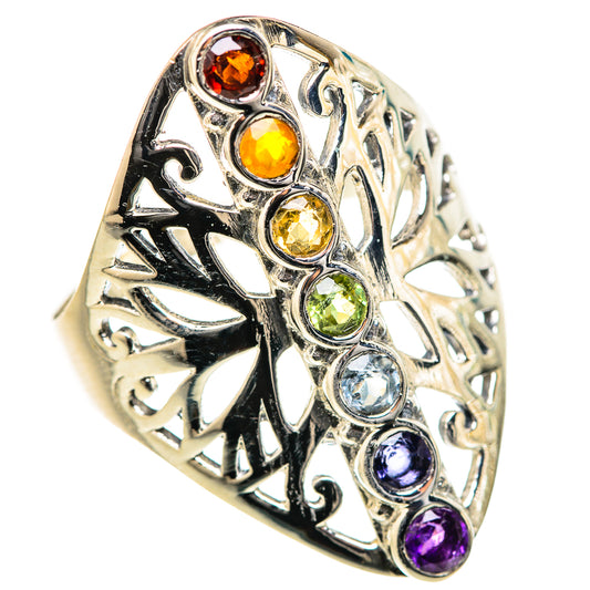 Multi-Stone Rainbow Chakra Rings handcrafted by Ana Silver Co - RING127651 - Photo 2