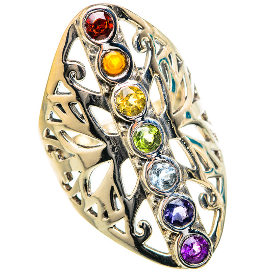 Multi-Stone Rainbow Chakra Rings handcrafted by Ana Silver Co - RING127667 - Photo 2
