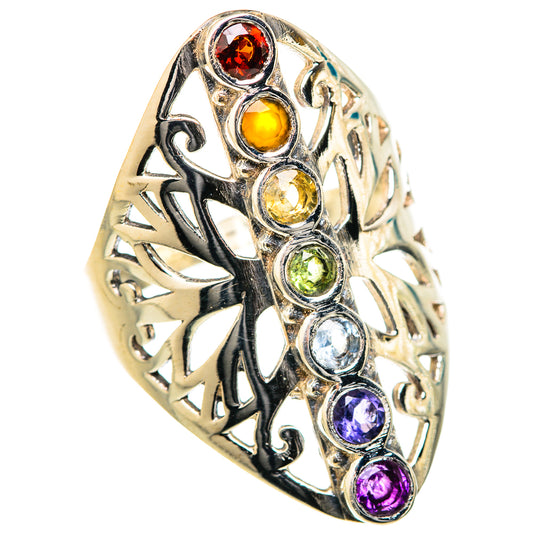 Multi-Stone Rainbow Chakra Rings handcrafted by Ana Silver Co - RING127694 - Photo 2