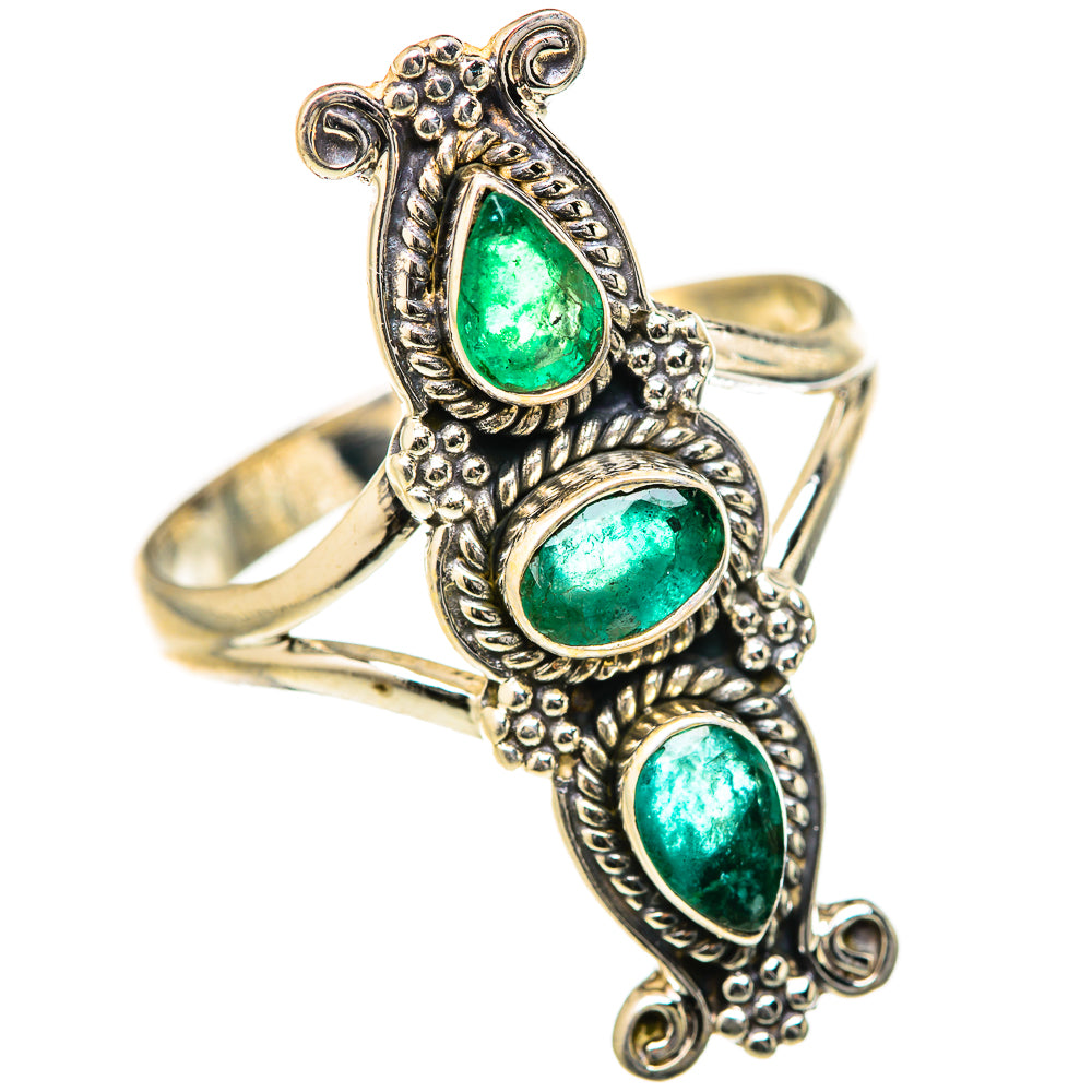 Zambian Emerald Rings handcrafted by Ana Silver Co - RING127710 - Photo 2