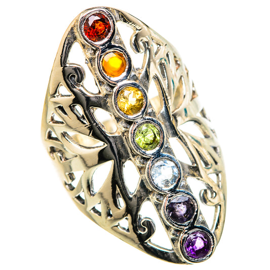 Multi-Stone Rainbow Chakra Rings handcrafted by Ana Silver Co - RING127715 - Photo 2