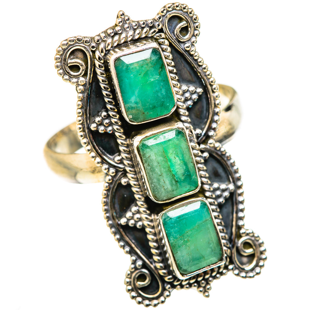 Zambian Emerald Rings handcrafted by Ana Silver Co - RING127763 - Photo 2