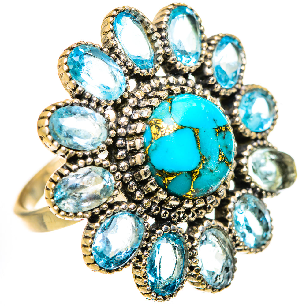 Blue Copper Composite Turquoise Rings handcrafted by Ana Silver Co - RING127781 - Photo 2