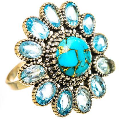 Blue Copper Composite Turquoise Rings handcrafted by Ana Silver Co - RING127781 - Photo 2