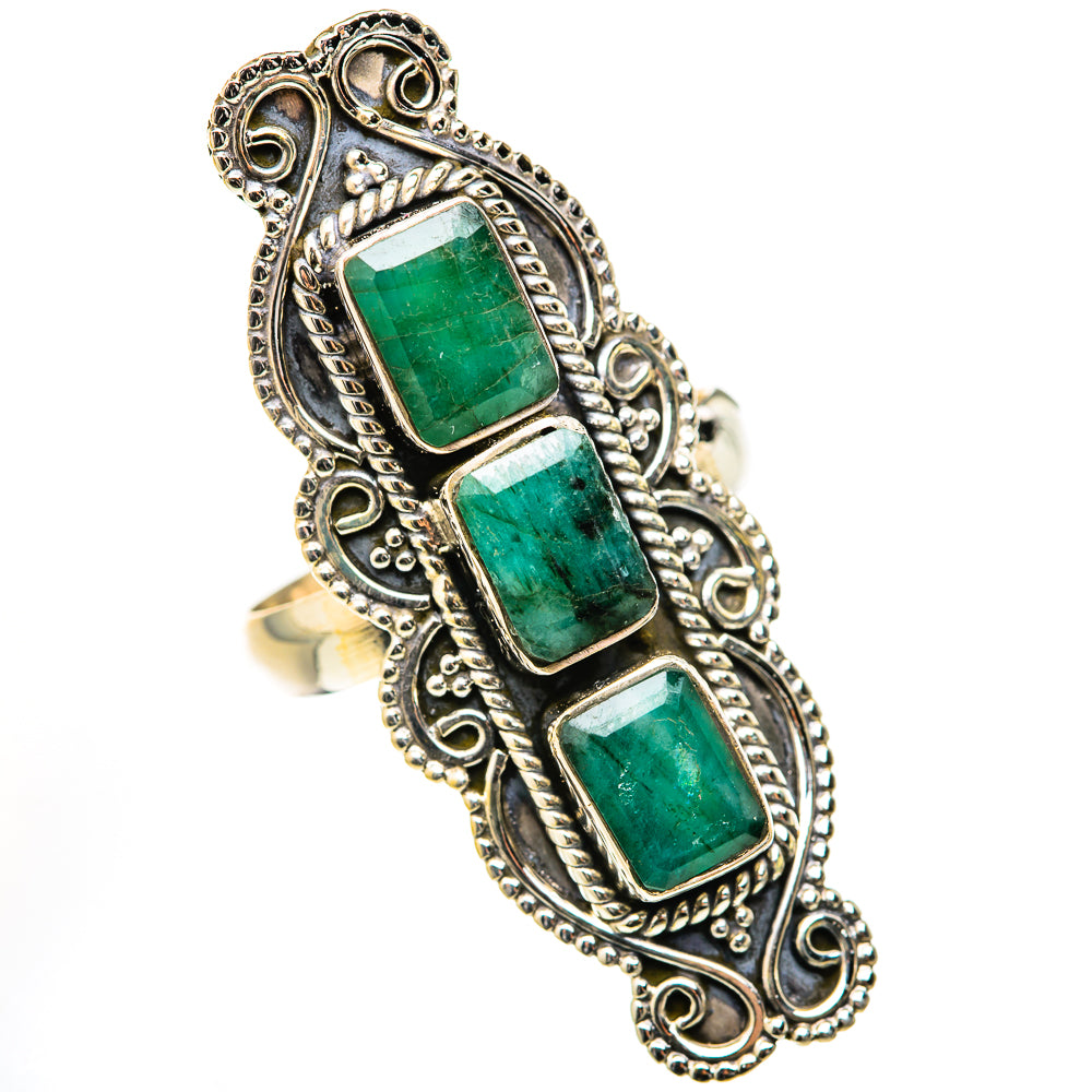 Zambian Emerald Rings handcrafted by Ana Silver Co - RING127784 - Photo 2