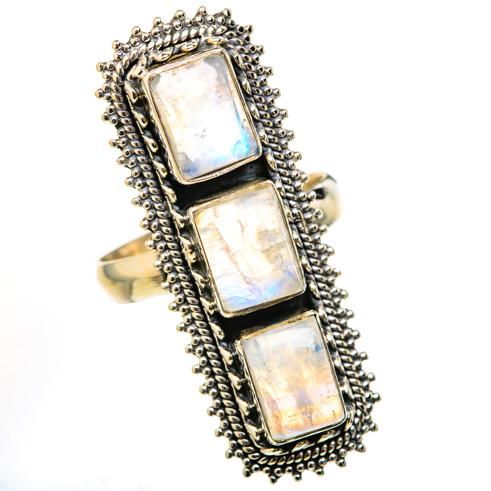 Rainbow Moonstone Rings handcrafted by Ana Silver Co - RING127789 - Photo 2
