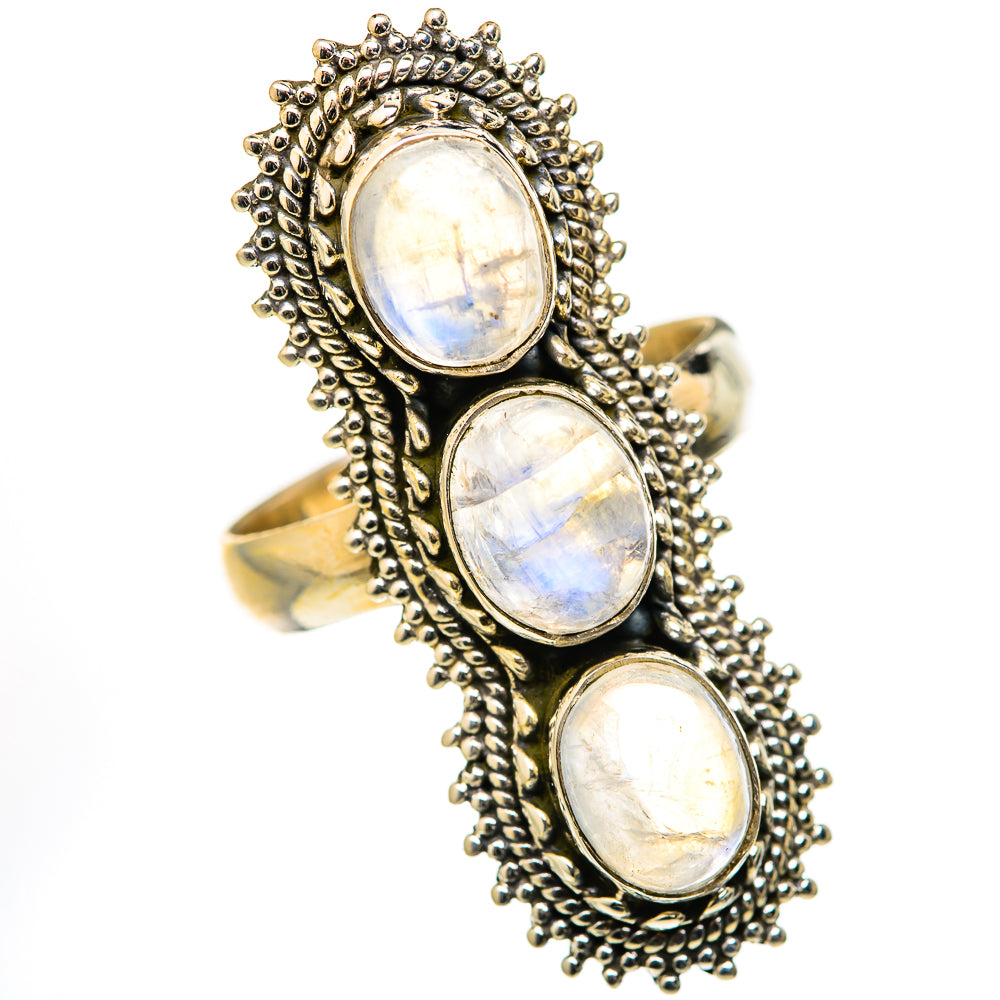 Rainbow Moonstone Rings handcrafted by Ana Silver Co - RING127790 - Photo 2