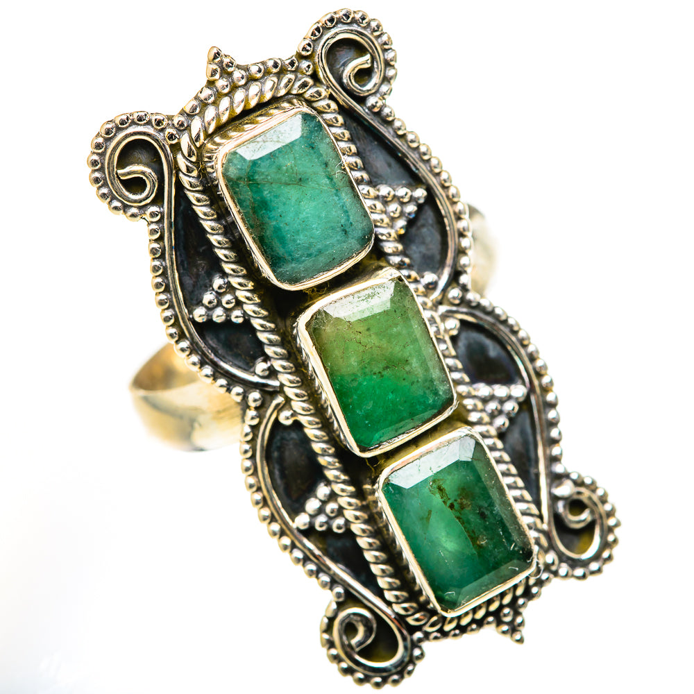 Zambian Emerald Rings handcrafted by Ana Silver Co - RING127801 - Photo 2