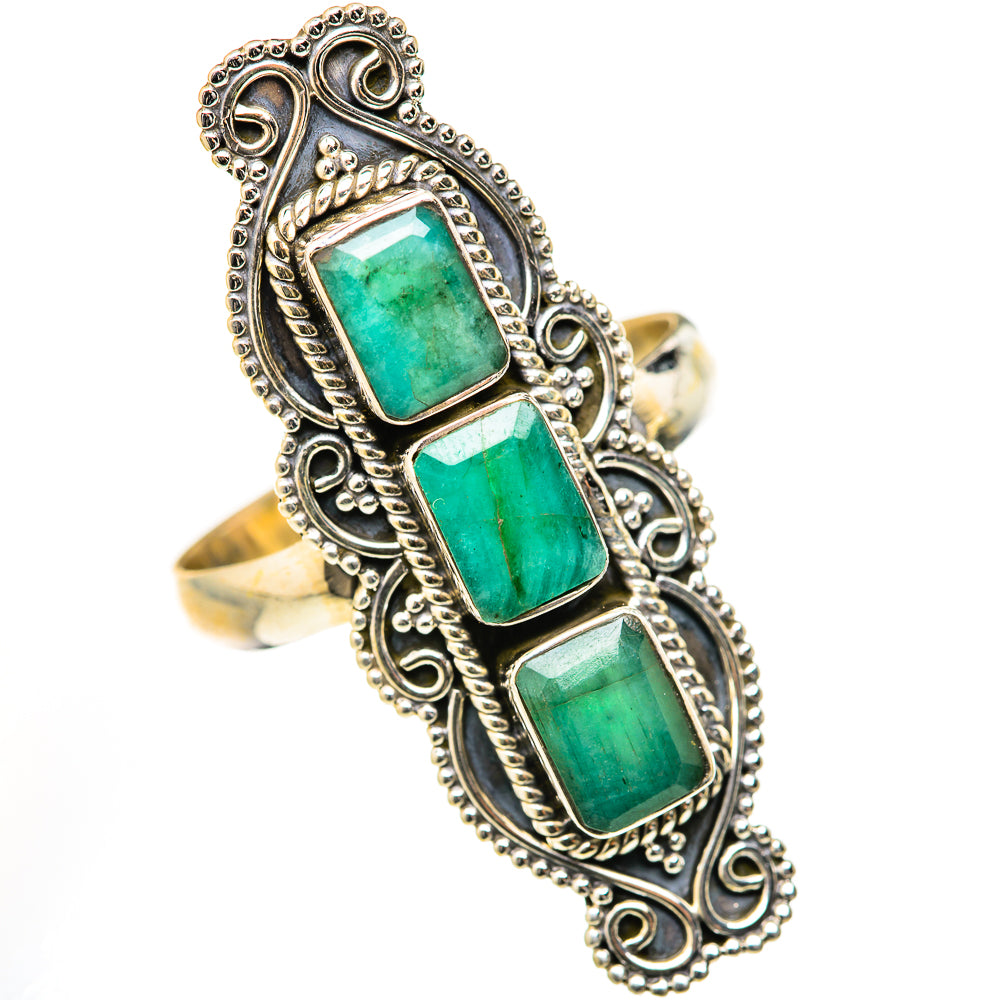 Zambian Emerald Rings handcrafted by Ana Silver Co - RING127806 - Photo 2