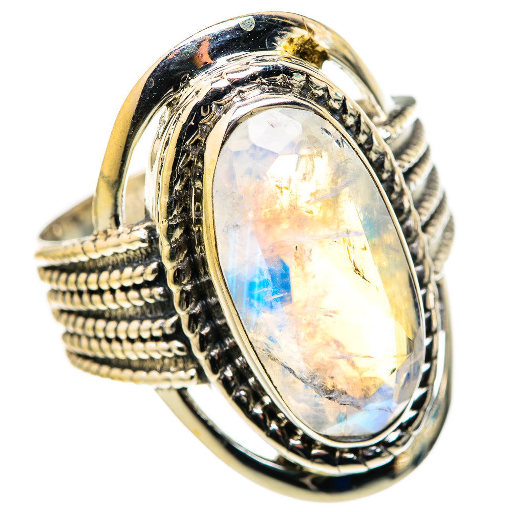 Rainbow Moonstone Rings handcrafted by Ana Silver Co - RING127827 - Photo 2