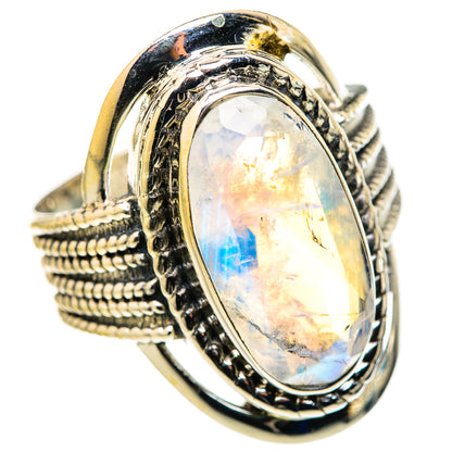 Rainbow Moonstone Rings handcrafted by Ana Silver Co - RING127827 - Photo 2