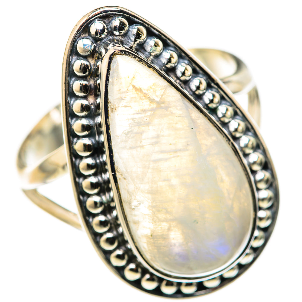 Rainbow Moonstone Rings handcrafted by Ana Silver Co - RING127828 - Photo 2