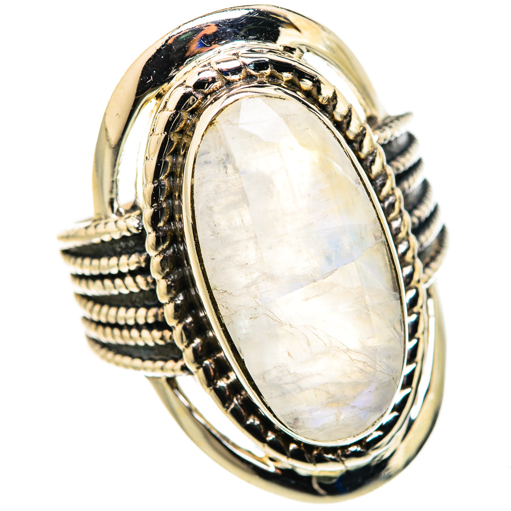 Rainbow Moonstone Rings handcrafted by Ana Silver Co - RING127854 - Photo 2