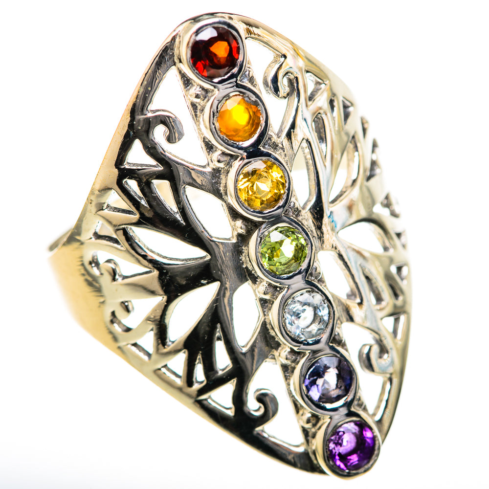 Multi-Stone Rainbow Chakra Rings handcrafted by Ana Silver Co - RING128030 - Photo 2