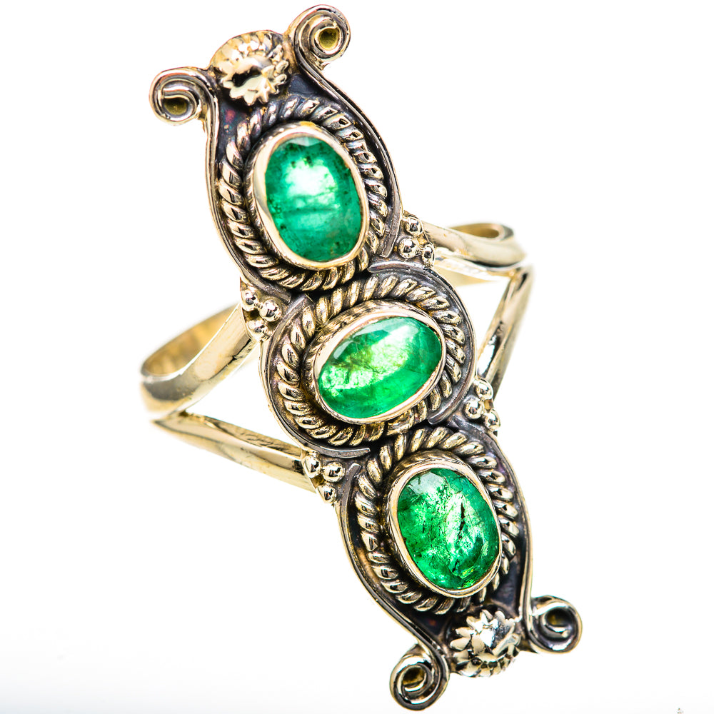Zambian Emerald Rings handcrafted by Ana Silver Co - RING128044 - Photo 2