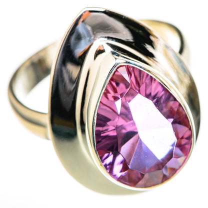 Color-change alexandrite ring in 925 sterling silver, oval pink-purple gemstone in raised bezel