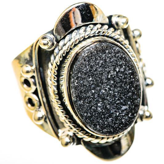 Black Druzy Rings handcrafted by Ana Silver Co - RING128057 - Photo 2