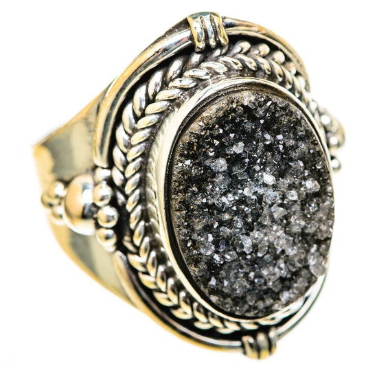 Black Druzy Rings handcrafted by Ana Silver Co - RING128058 - Photo 2