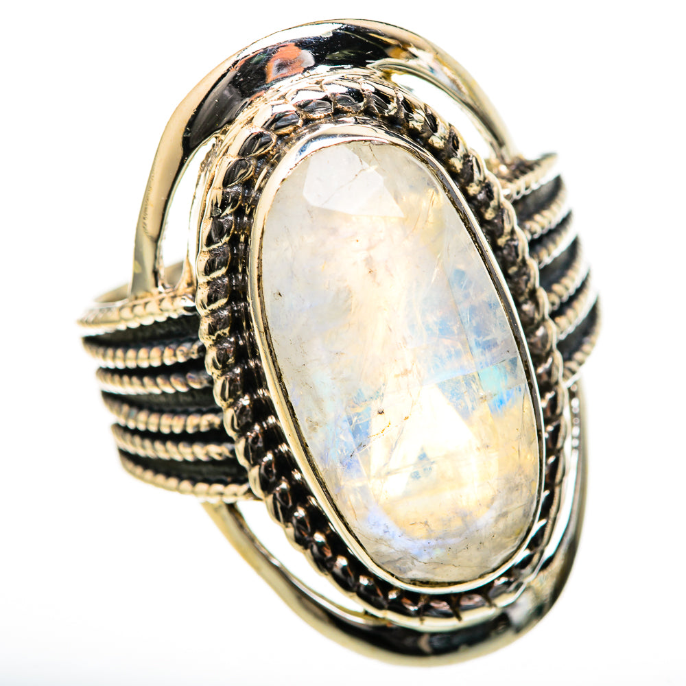 Rainbow Moonstone Rings handcrafted by Ana Silver Co - RING128059 - Photo 2