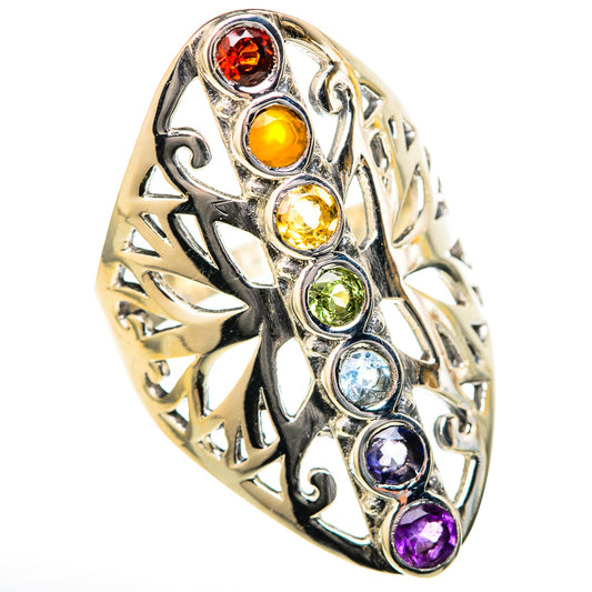 Multi-Stone Rainbow Chakra Rings handcrafted by Ana Silver Co - RING128061 - Photo 2