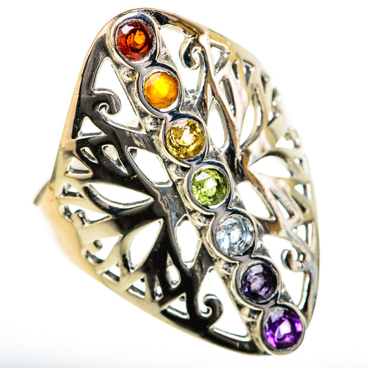 Multi-Stone Rainbow Chakra Rings handcrafted by Ana Silver Co - RING128085 - Photo 2