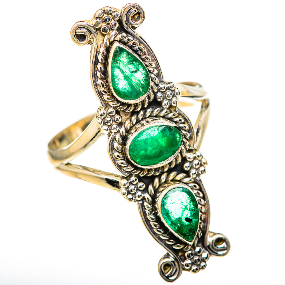 Zambian Emerald Rings handcrafted by Ana Silver Co - RING128101 - Photo 2