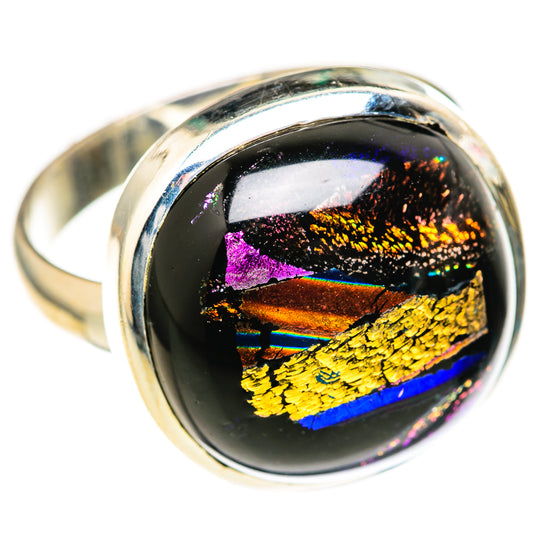 Dichroic Glass Rings handcrafted by Ana Silver Co - RING128136 - Photo 2