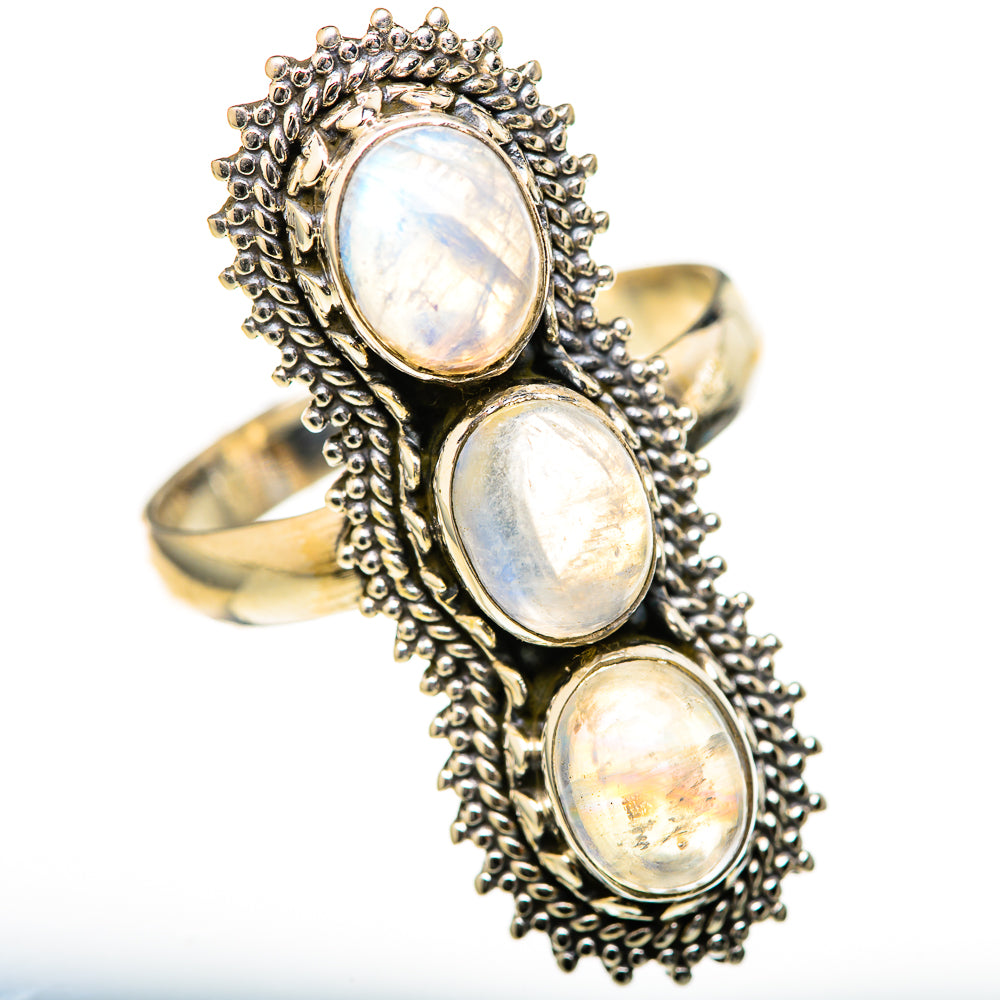 Rainbow Moonstone Rings handcrafted by Ana Silver Co - RING128158 - Photo 2