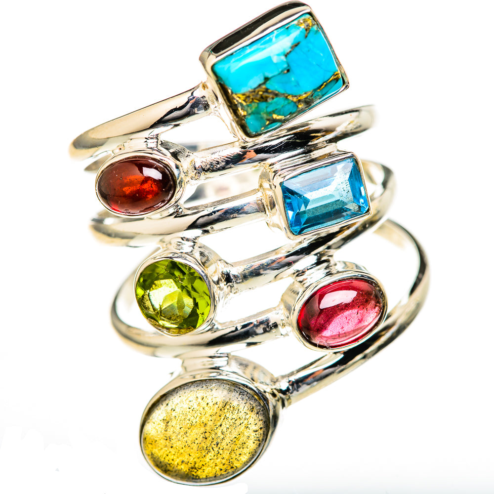 Blue Copper Composite Turquoise Rings handcrafted by Ana Silver Co - RING128162 - Photo 2