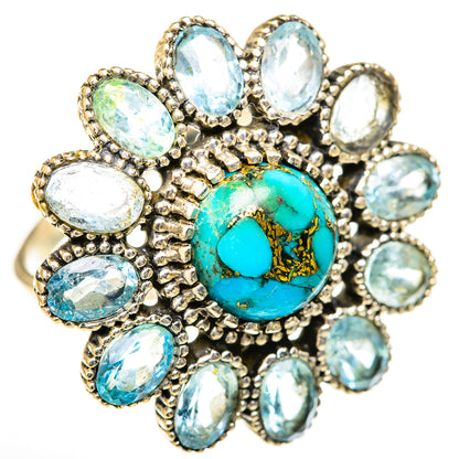Blue Copper Composite Turquoise Rings handcrafted by Ana Silver Co - RING128165 - Photo 2