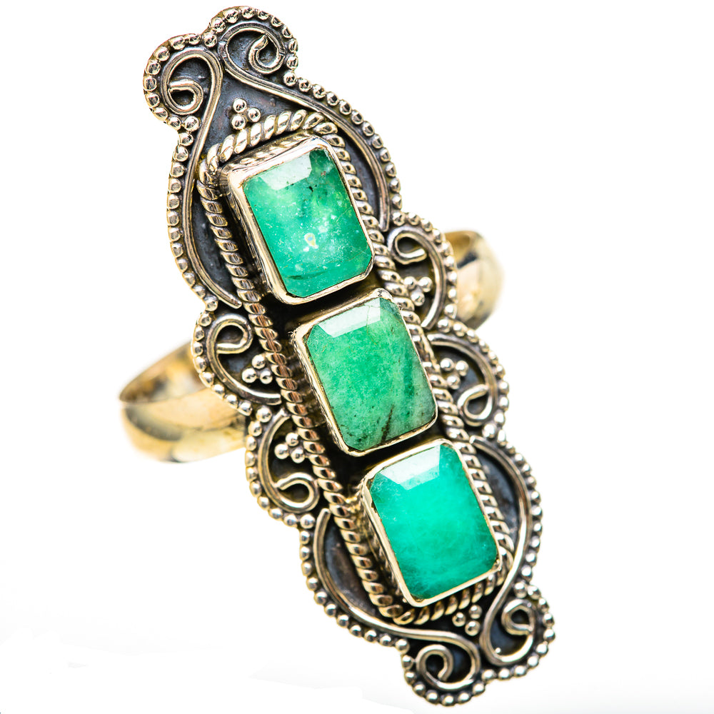 Zambian Emerald Rings handcrafted by Ana Silver Co - RING128171 - Photo 2