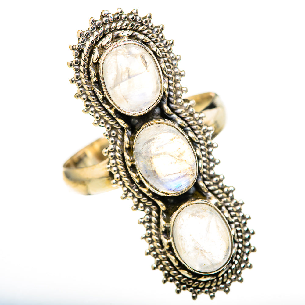 Rainbow Moonstone Rings handcrafted by Ana Silver Co - RING128201 - Photo 2