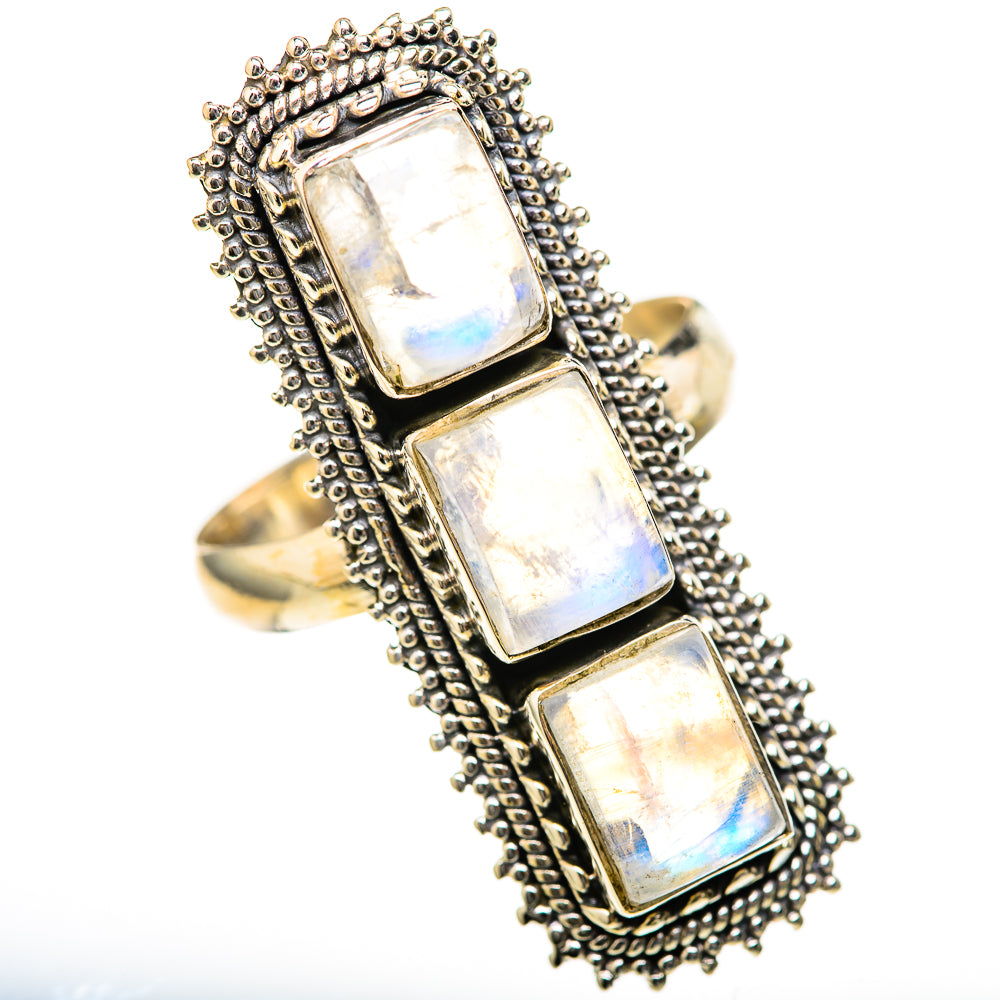 Rainbow Moonstone Rings handcrafted by Ana Silver Co - RING128210 - Photo 2