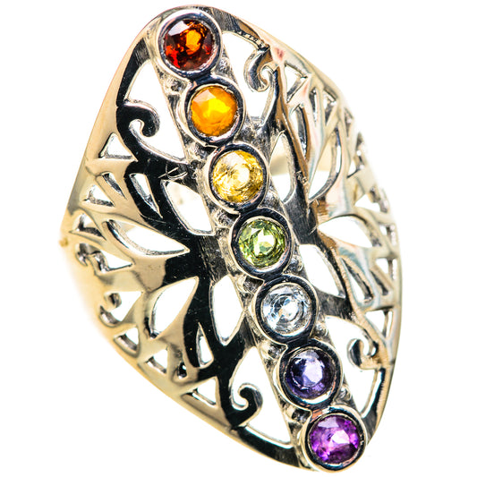 Multi-Stone Rainbow Chakra Rings handcrafted by Ana Silver Co - RING128242 - Photo 2