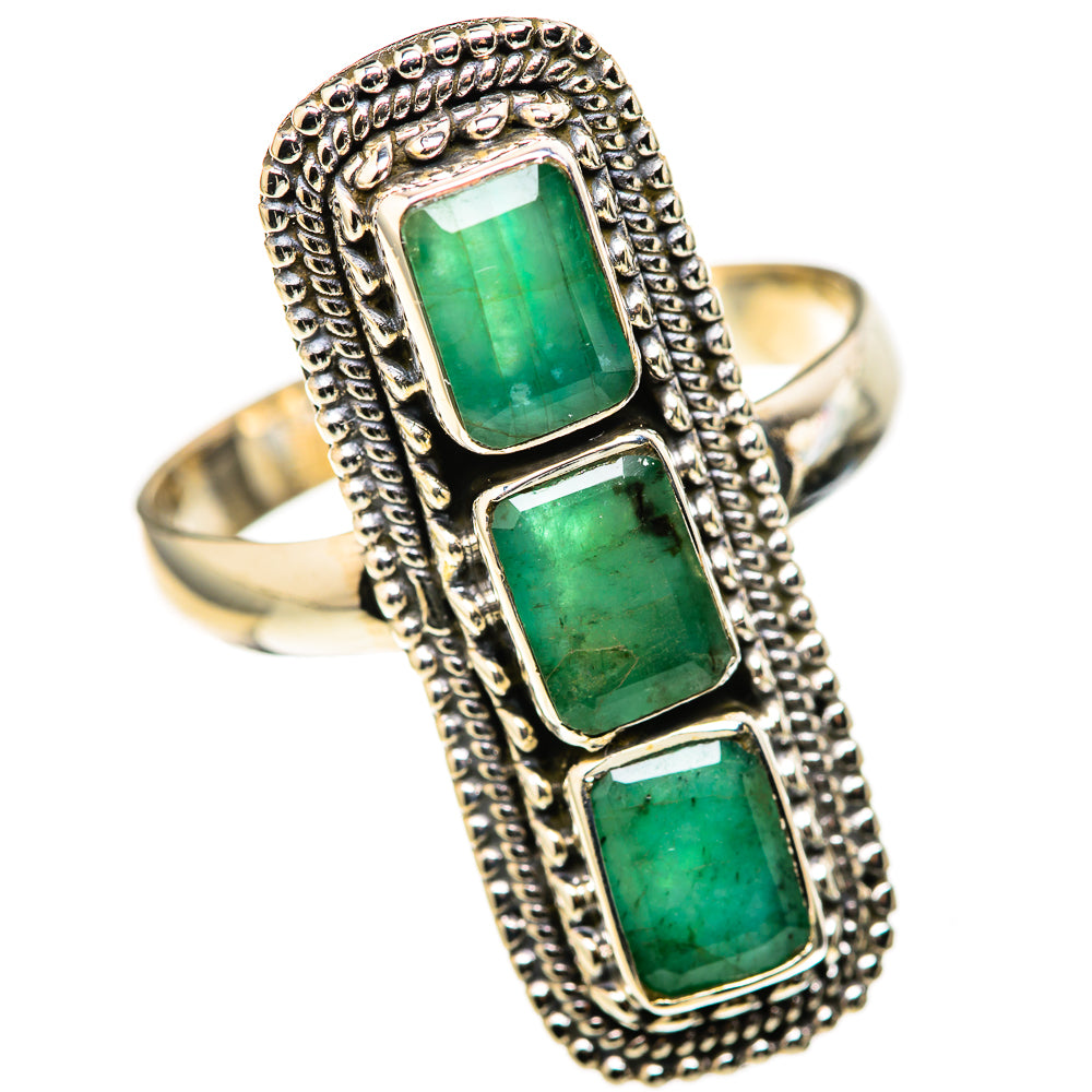 Zambian Emerald Rings handcrafted by Ana Silver Co - RING128256 - Photo 2
