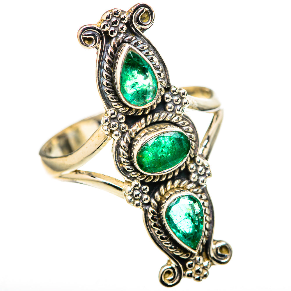 Zambian Emerald Rings handcrafted by Ana Silver Co - RING128287 - Photo 2