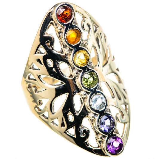 Multi-Stone Rainbow Chakra Rings handcrafted by Ana Silver Co - RING128298 - Photo 2