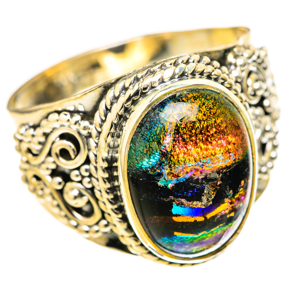 Dichroic Glass Rings handcrafted by Ana Silver Co - RING128325 - Photo 2