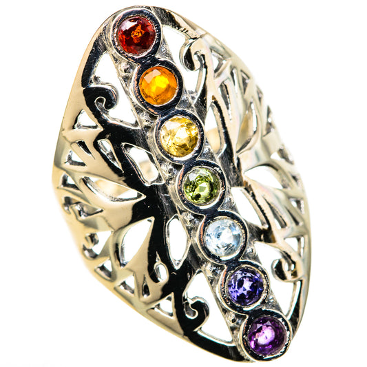 Multi-Stone Rainbow Chakra Rings handcrafted by Ana Silver Co - RING128326 - Photo 2