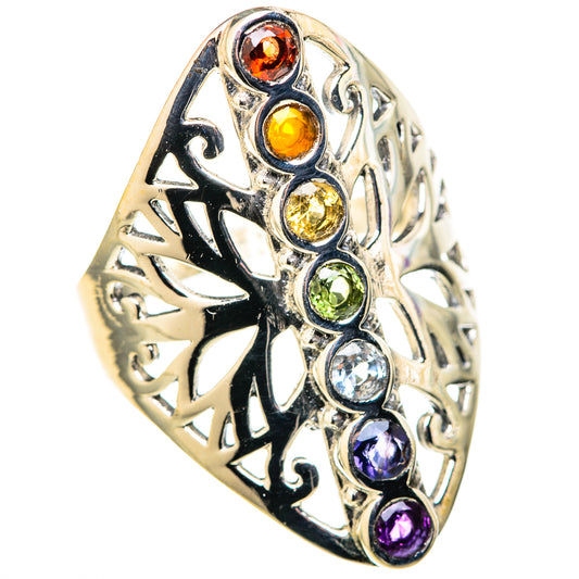 Multi-Stone Rainbow Chakra Rings handcrafted by Ana Silver Co - RING128350 - Photo 2