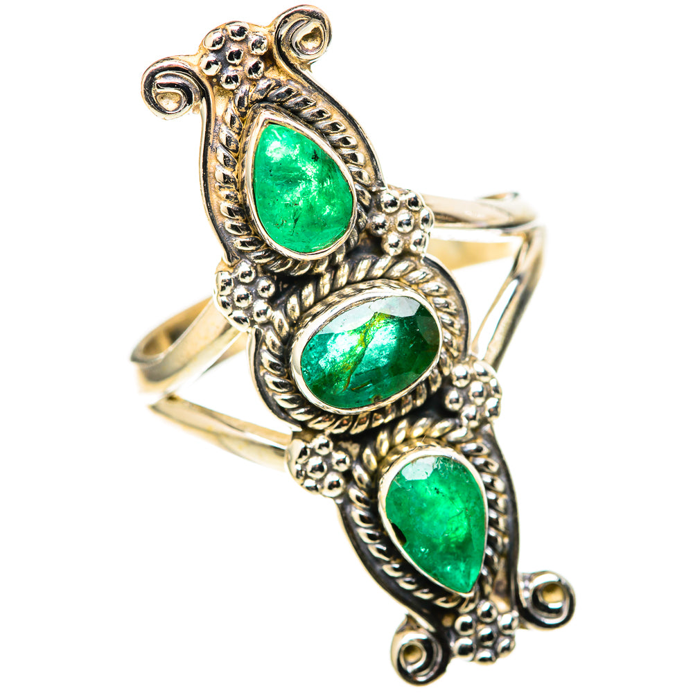 Zambian Emerald Rings handcrafted by Ana Silver Co - RING128363 - Photo 2